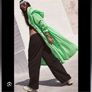 NEW NWOT Free People Aurora Maxi Windbreaker Parka Neon Lime